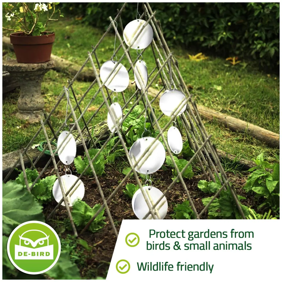 De-Bird Reflective Hanging Discs 8 Pack | Outdoor Garden Decor with Swivel Hooks - view 3