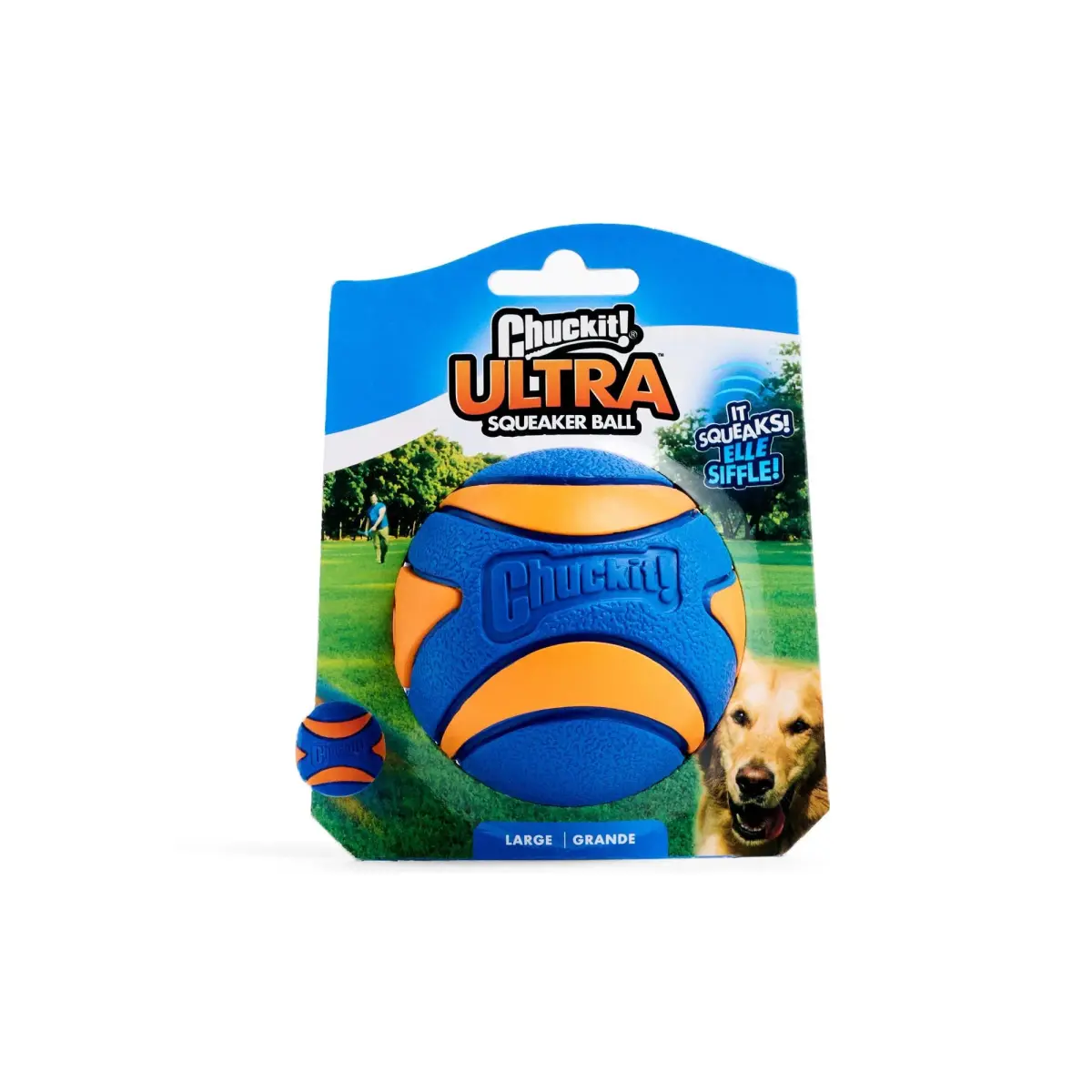 Chuckit! Ultra Squeaker Ball Dog Fetch Toy, Large 7.6cm (3in) | High Bounce Rubber for Big Breeds - main product image