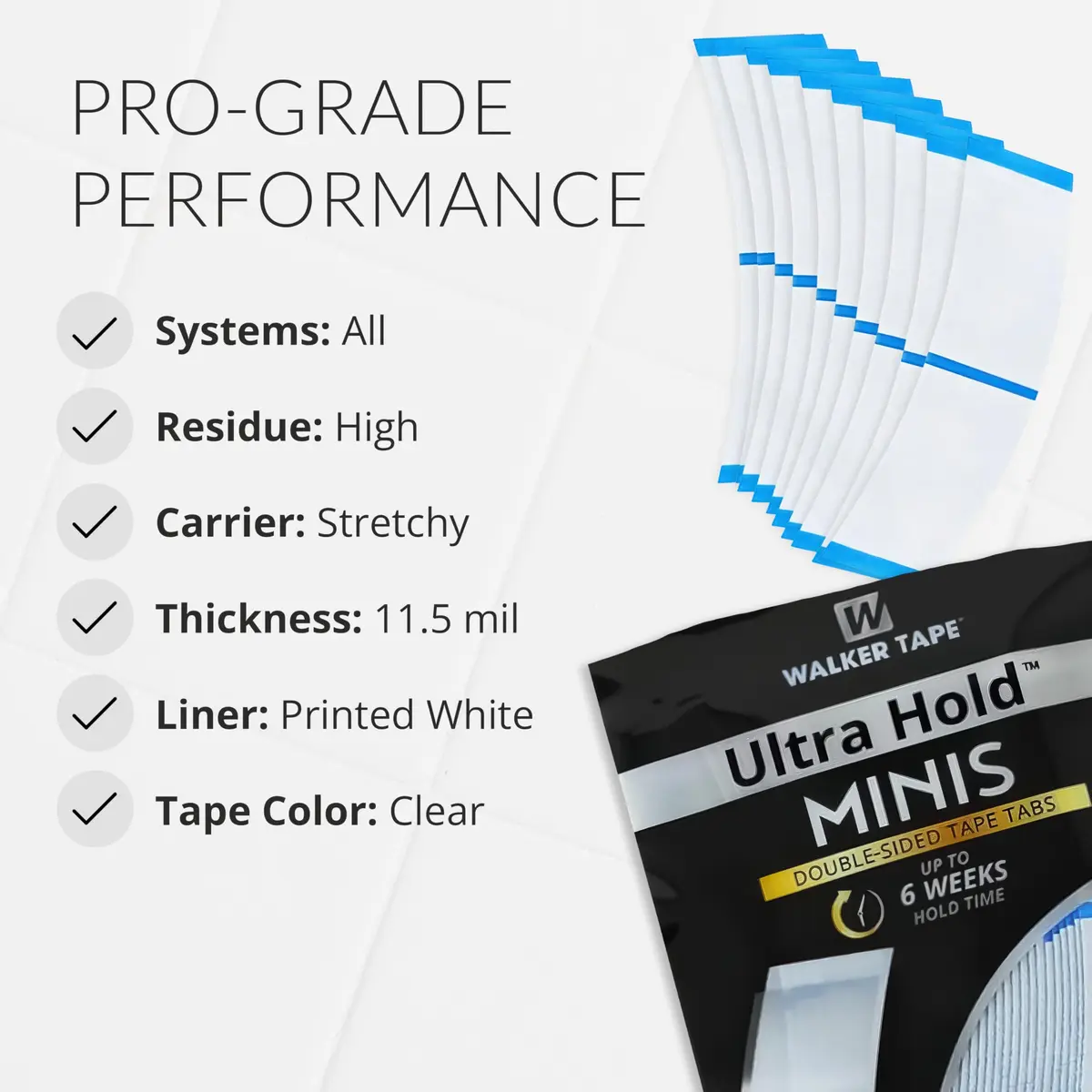 Walker Tape Ultra Hold Mini Tabs, Double Sided Wig Tape for Lace & Extensions | Strong Long Lasting Bond (70-120 chars) - view 5