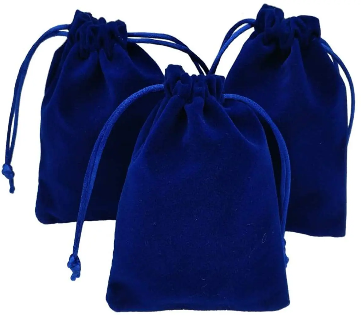 KUPOO 50 Pieces Wholesale Royal Blue Velvet Cloth Jewelry Pouches 3" x 4" | Elegant Gift Bags for Jewelry - main product image
