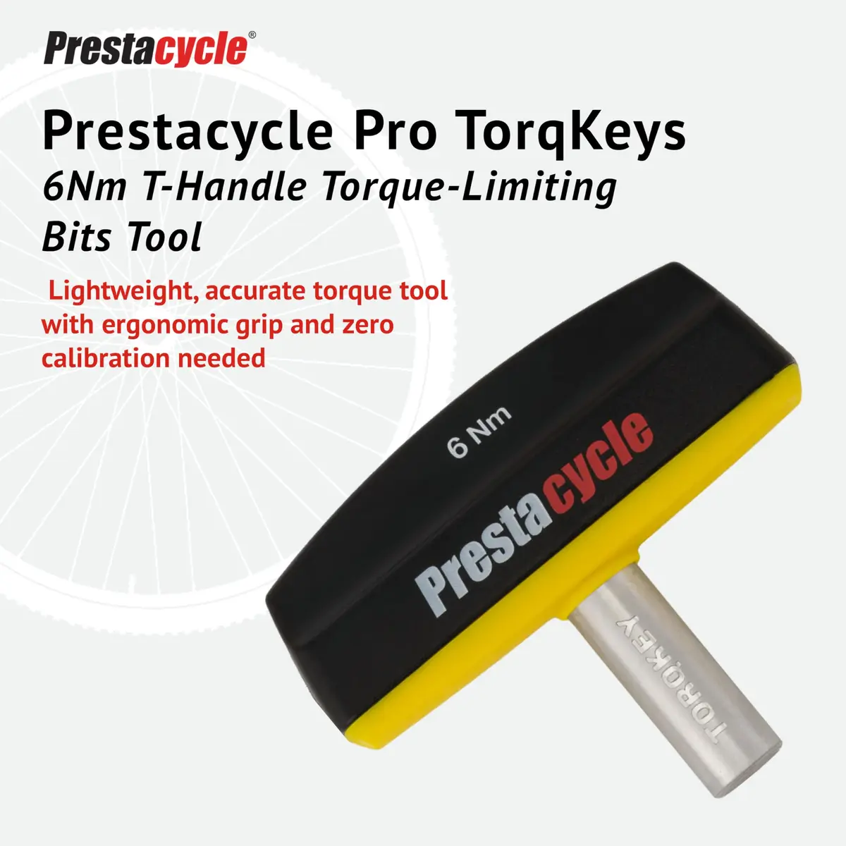 Prestacycle Pro TorqKeys 6Nm T-Handle Torque Wrench with Ergonomic Grip, Magnetic Hex, Zinc Shaft - view 2