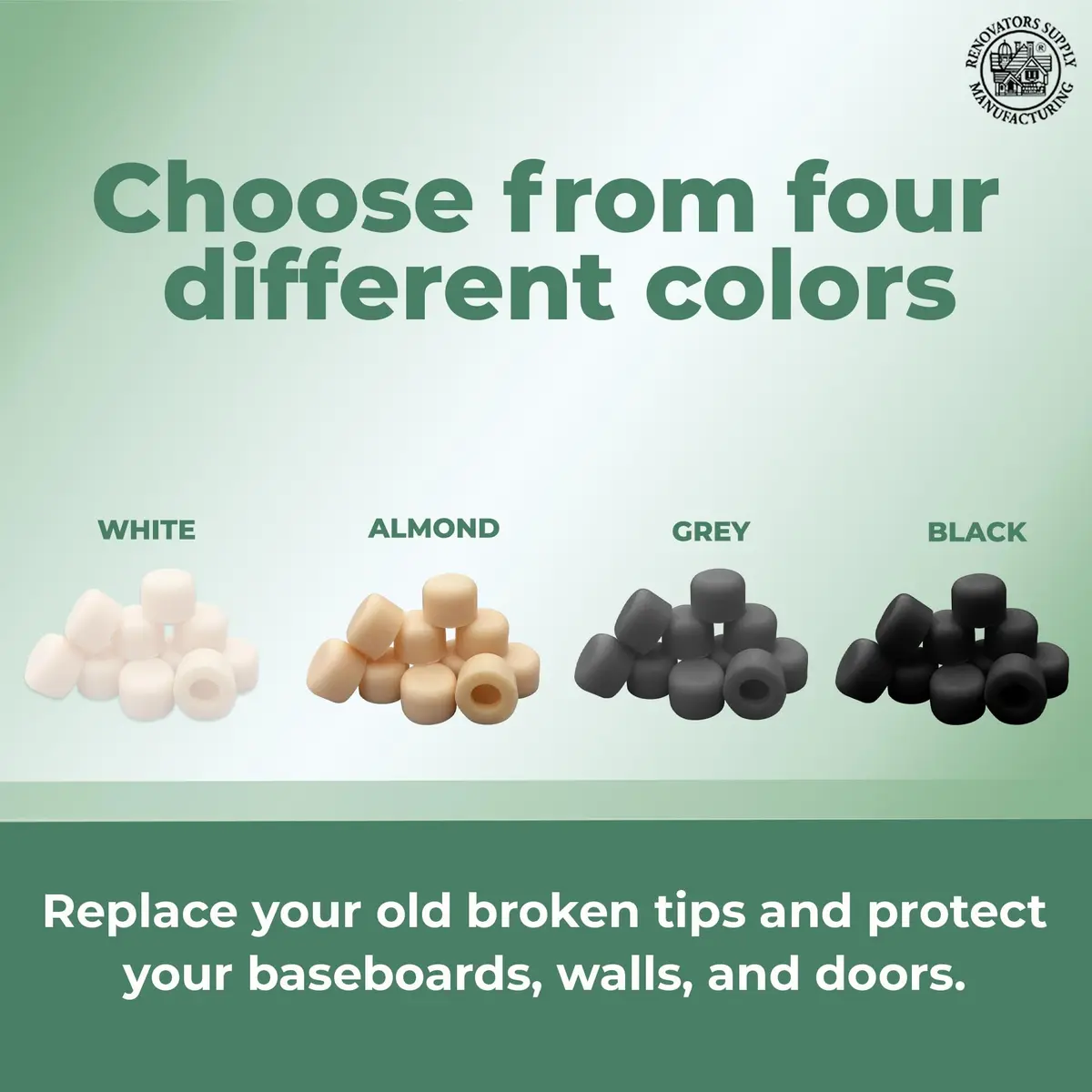 Renovators Supply Manufacturing Silicone Door Stopper Tip 5/8 in. Almond Color | Premium Silicone Door Stopper Caps for Walls & Doors - view 5