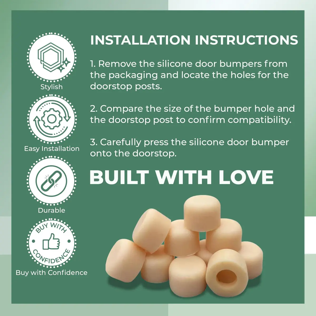 Renovators Supply Manufacturing Silicone Door Stopper Tip 5/8 in. Almond Color | Premium Silicone Door Stopper Caps for Walls & Doors - view 6