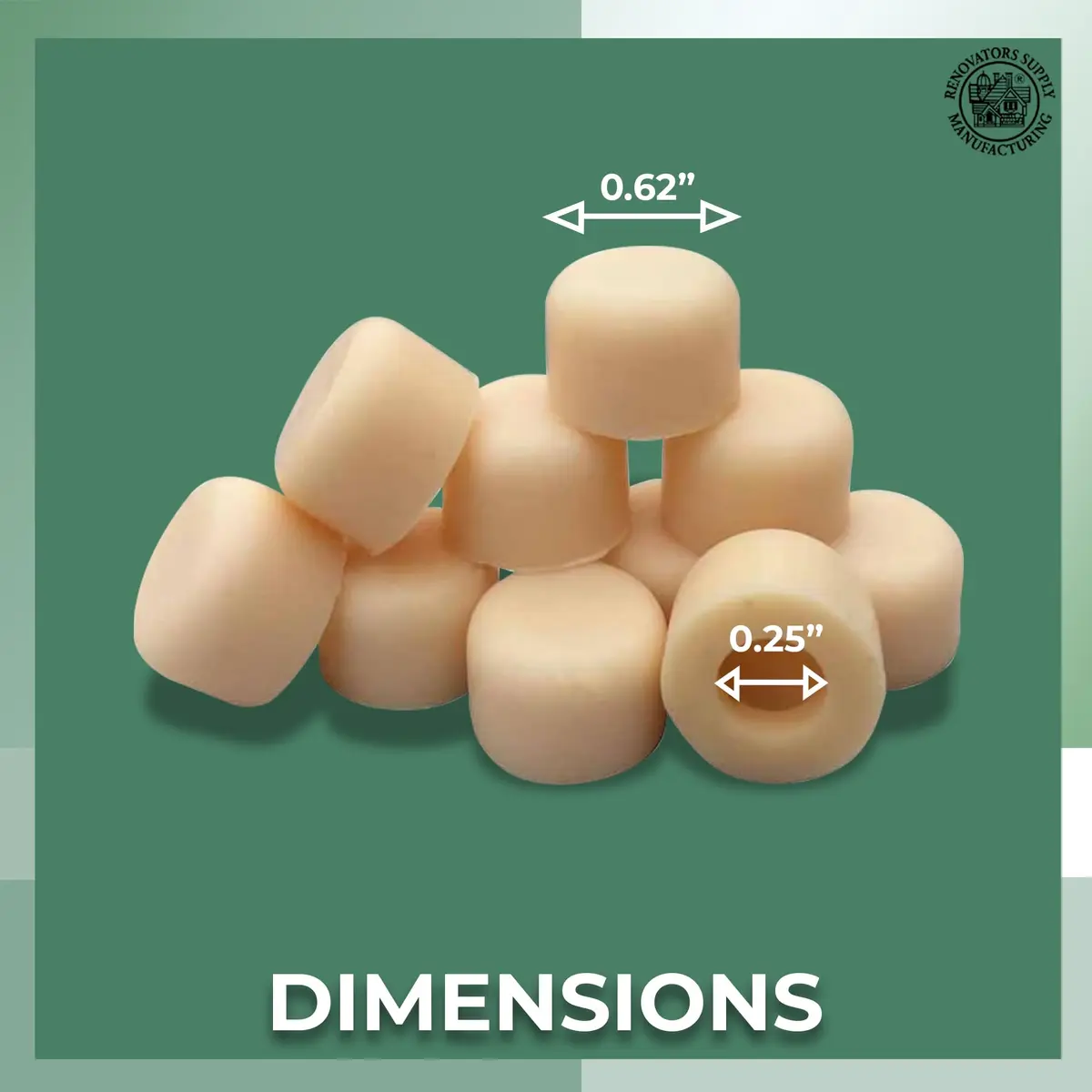 Renovators Supply Manufacturing Silicone Door Stopper Tip 5/8 in. Almond Color | Premium Silicone Door Stopper Caps for Walls & Doors - view 2