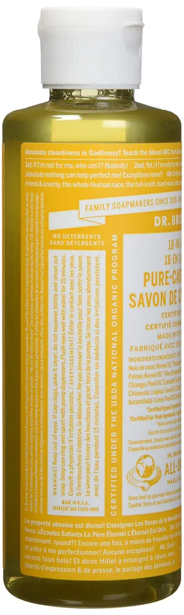 Dr. Bronner's Organic Pure Castile Liquid Soap Citrus Orange 237ml (8 fl oz) | All-Purpose Natural Cleanser - view 4