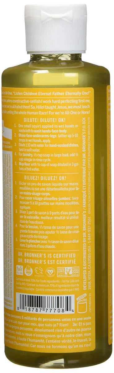 Dr. Bronner's Organic Pure Castile Liquid Soap Citrus Orange 237ml (8 fl oz) | All-Purpose Natural Cleanser - view 3