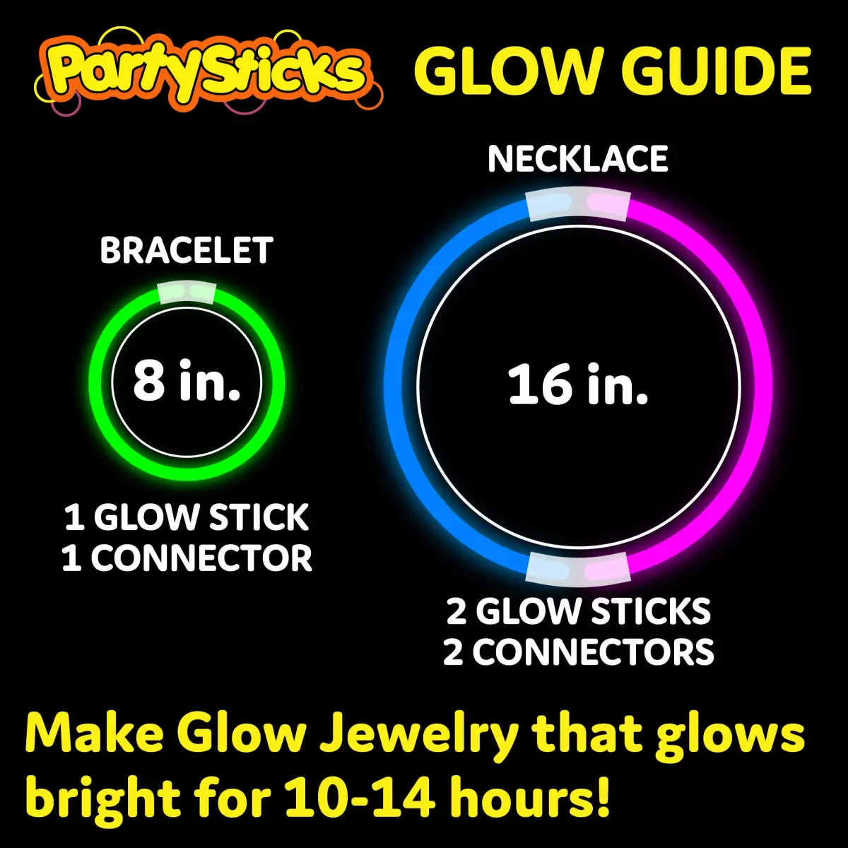 PartySticks 200 Count Glow Sticks Bulk Pack with Connectors | 8-Hour Glow for Parties - view 4