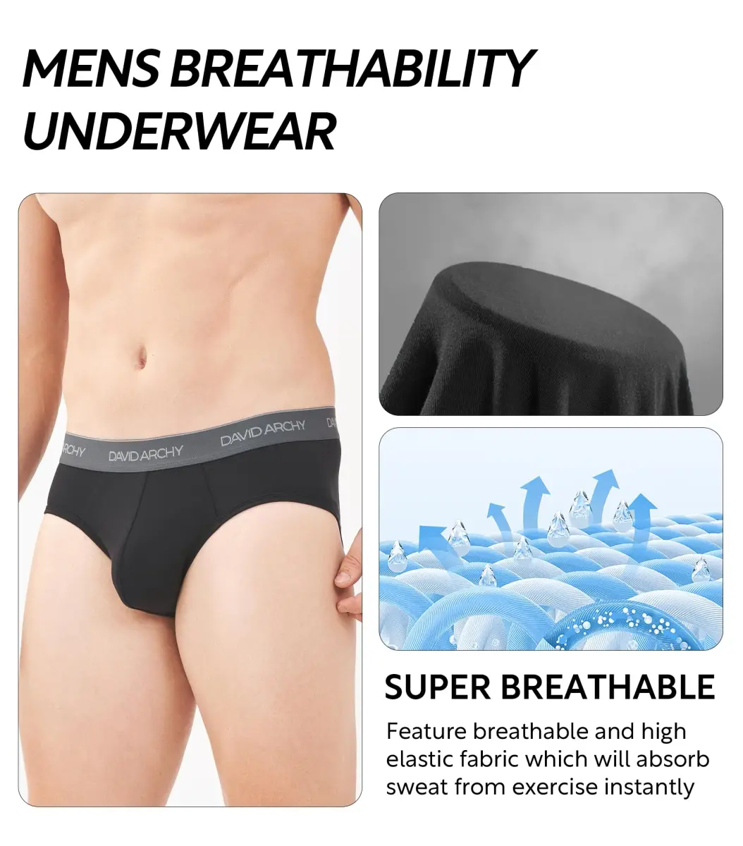DAVID ARCHY Men's Rayon Bamboo Briefs 4-Pack (S, Black/Dark Gray) | Breathable Comfort for Indian Climate - view 4