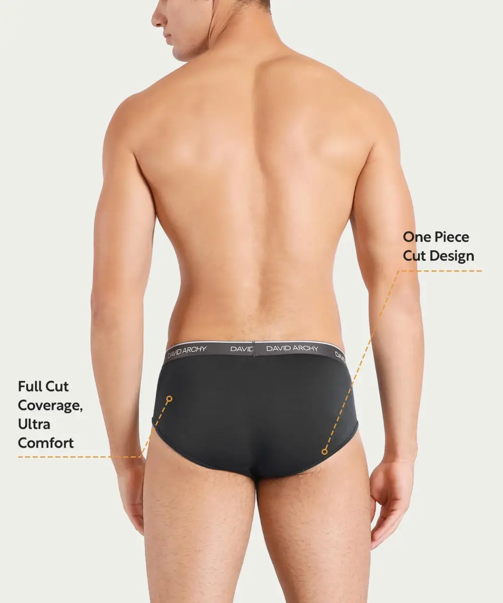 DAVID ARCHY Men's Breathable Support Pouch Underwear Briefs 4-Pack (M, Black/Dark Gray) | Soft Rayon Bamboo Blend - view 2