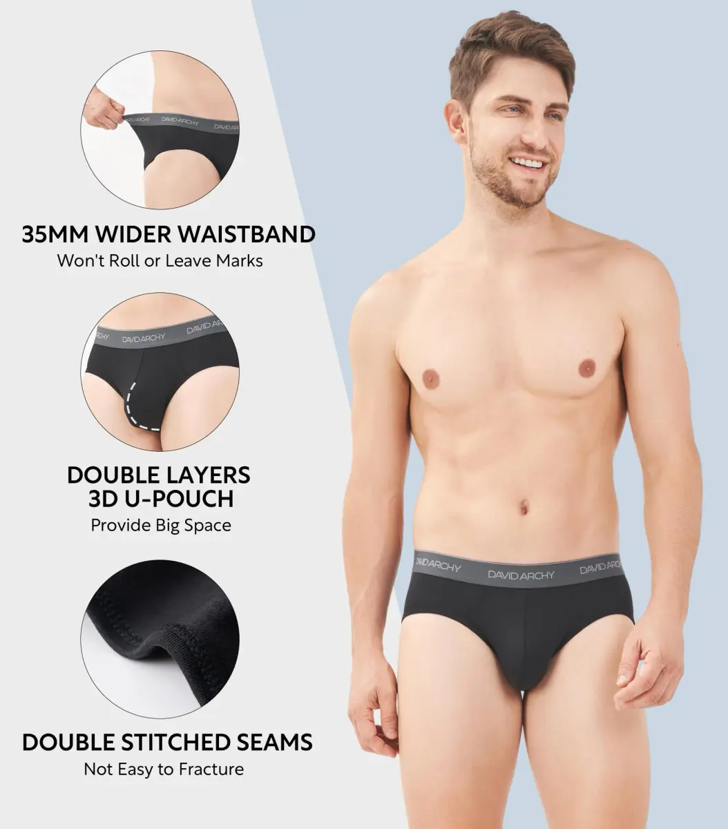 DAVID ARCHY Men's Rayon Bamboo Briefs 4-Pack XL | Breathable Support Pouch - view 5