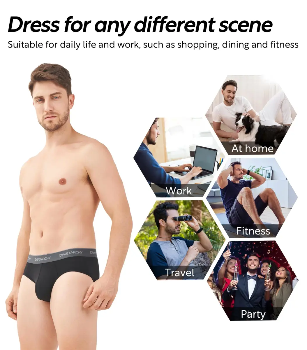DAVID ARCHY Men's Rayon Bamboo Briefs 4-Pack XL | Breathable Support Pouch - view 6