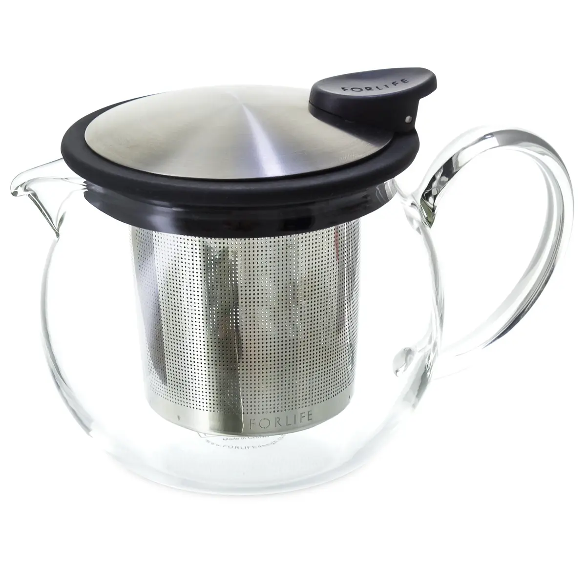 FORLIFE Bola Glass Teapot with Basket Infuser 15oz | Borosilicate & Stainless Steel - view 2