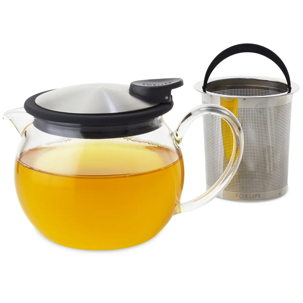 FORLIFE Bola Glass Teapot with Basket Infuser 15oz | Borosilicate & Stainless Steel - view 4