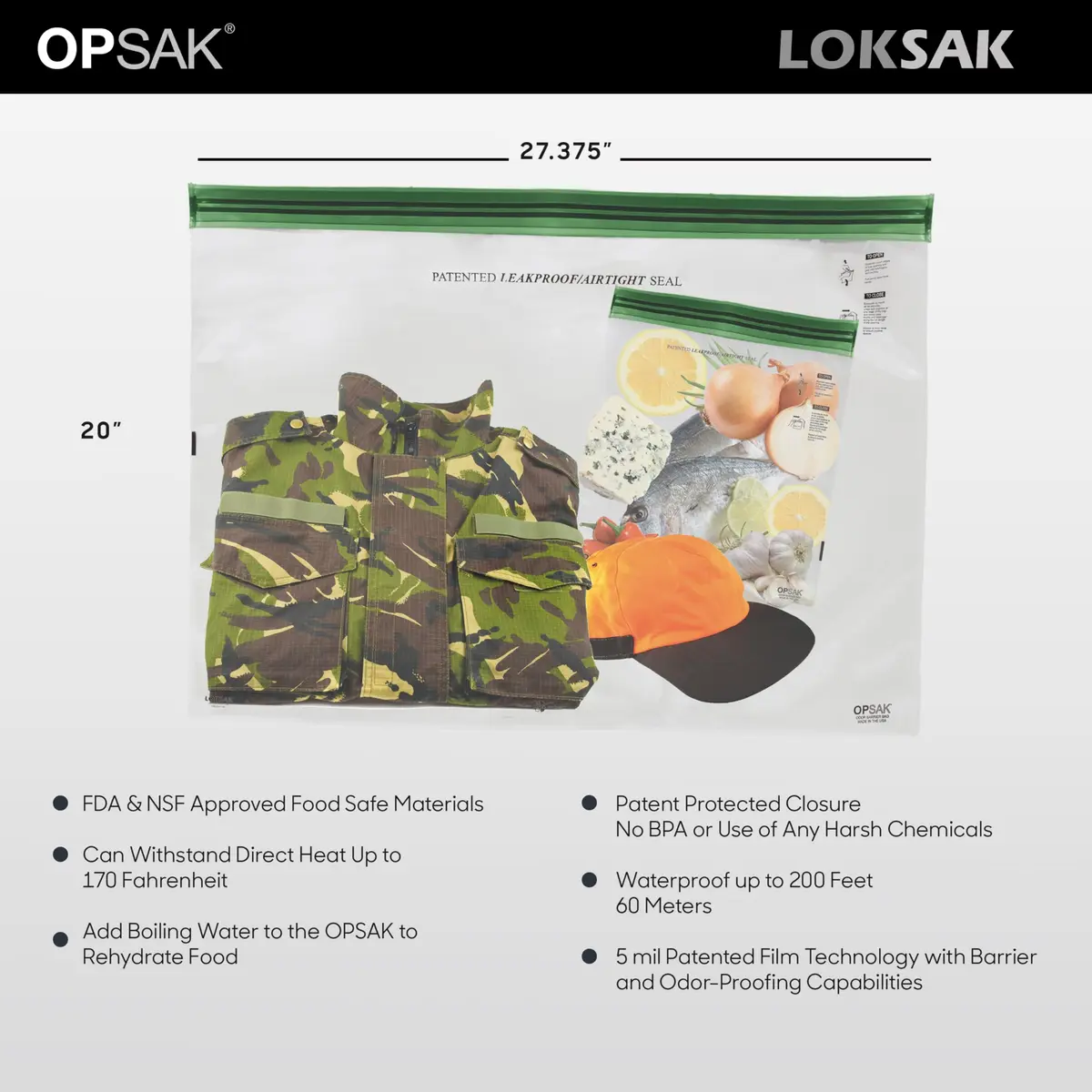LOKSAK OPSAK Odorproof Dry Bags 28x20 inch | Leak-Proof Reusable Waterproof Storage for Backpacking & Camping - view 3