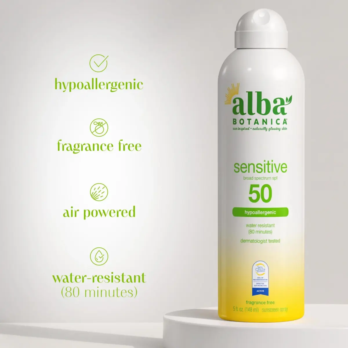 Alba Botanica Sensitive Sunscreen Spray SPF 50 | Broad Spectrum, Water Resistant, Fragrance-Free 177ml (5 fl. oz.) - view 6