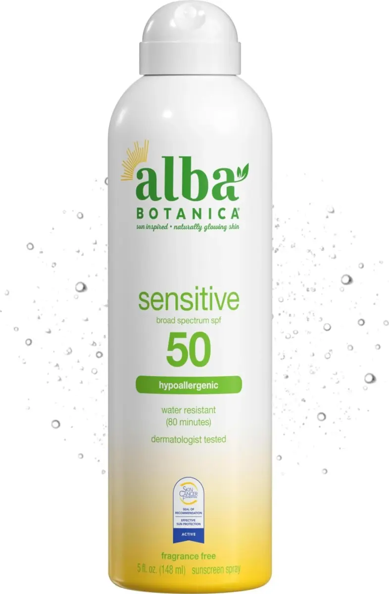 Alba Botanica Sensitive Sunscreen Spray SPF 50 | Broad Spectrum, Water Resistant, Fragrance-Free 177ml (5 fl. oz.) - main product image