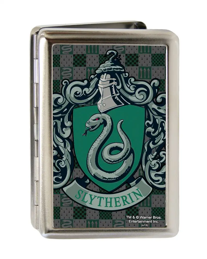 Buckle-Down Business Card Holder - Harry Potter SLYTHERIN Crest Green/Gray | Large, 4.0" x 2.9" Multicolor - main product image