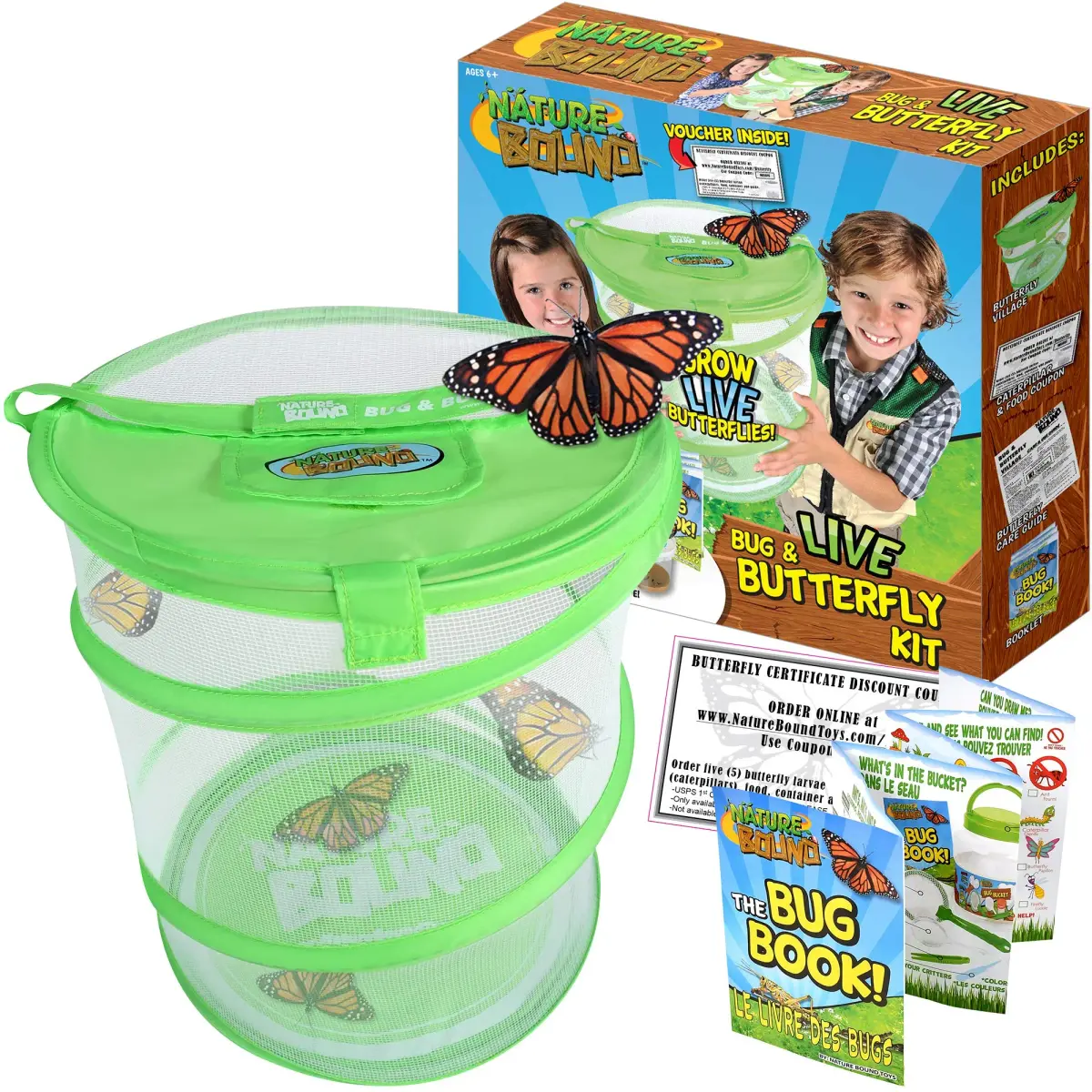 Nature Bound Butterfly Growing Kit 13 inch Tall Pop-Up Enclosure | STEM Learning Guide & Caterpillar Voucher - main product image