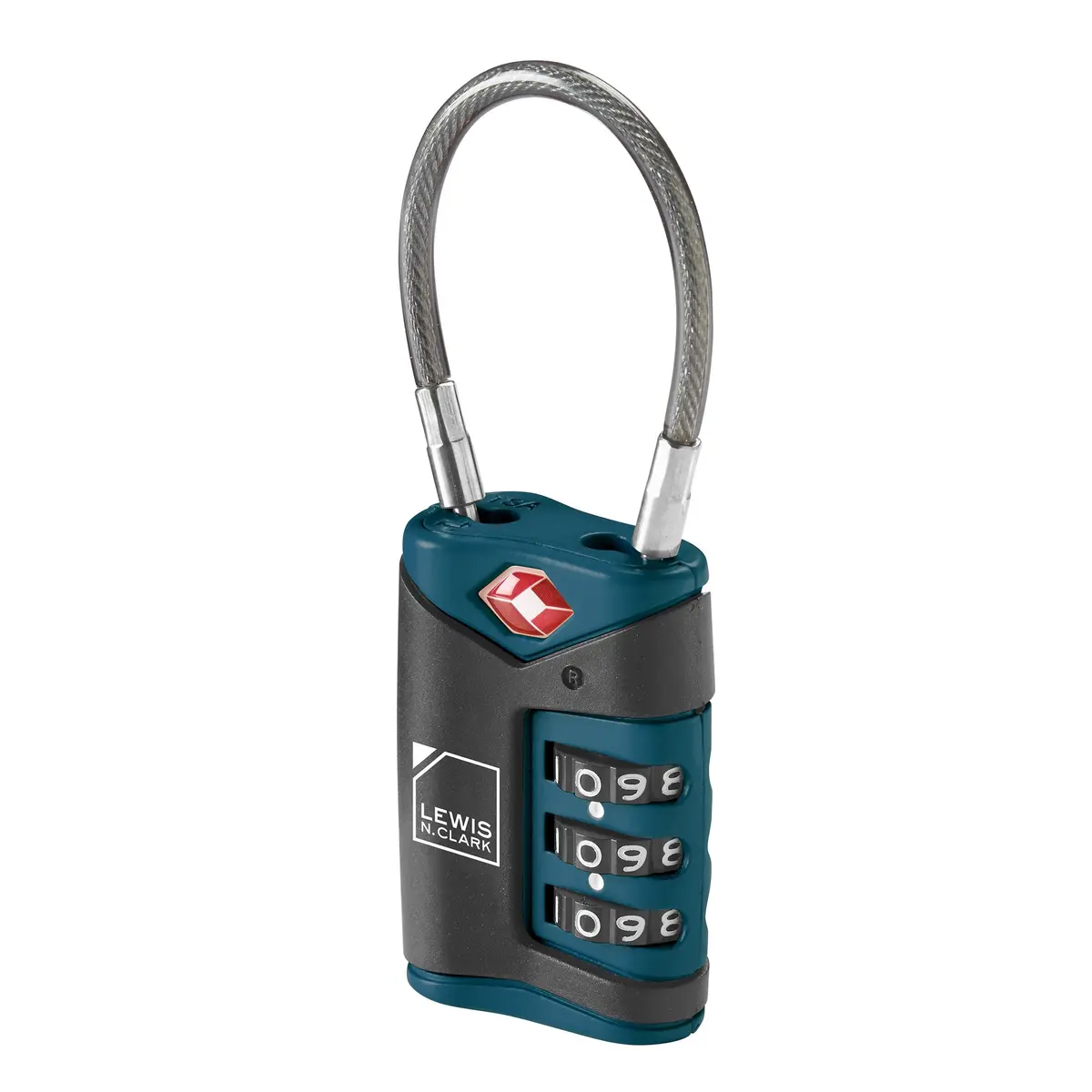 Lewis N. Clark TSA-Approved Combination Luggage Lock with Steel Cable, Blue | Secure Travel Lock - main product image