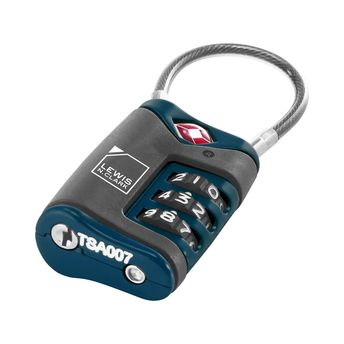 Lewis N. Clark TSA-Approved Combination Luggage Lock with Steel Cable, Blue | Secure Travel Lock - view 2