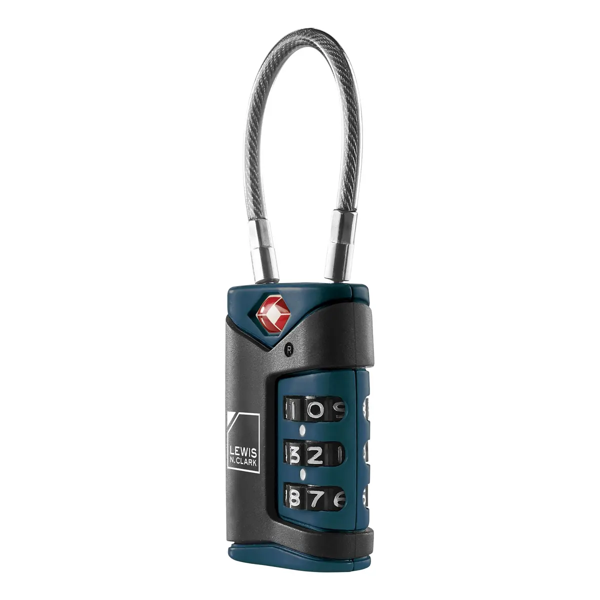 Lewis N. Clark TSA-Approved Combination Luggage Lock with Steel Cable, Blue | Secure Travel Lock - view 3