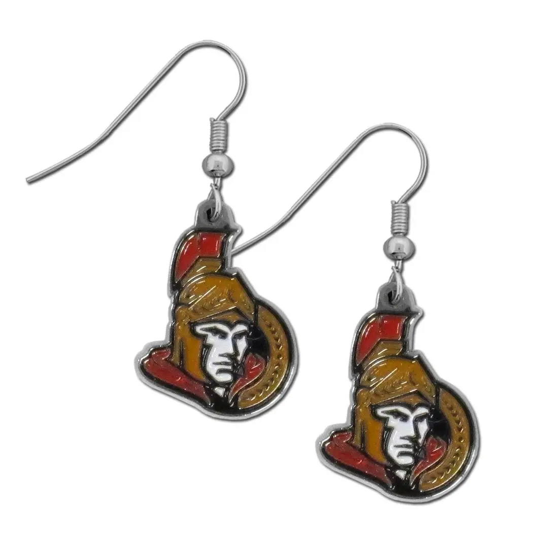 Siskiyou NHL Siskiyou Sports Womens Ottawa Senators Chrome Dangle Earrings One Size Team Colors | Hypoallergenic, Lightweight - main product image