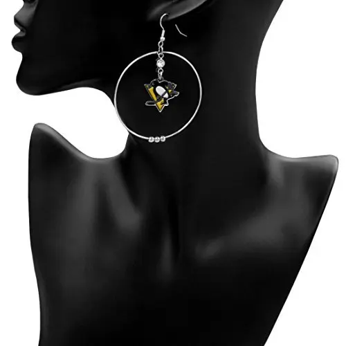 Siskiyou Sports Chicago Blackhawks 2 Inch Hoop Earrings | Large Lightweight Fan Jewelry - view 3