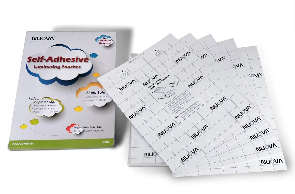 Aurora Self-Adhesive Laminating Pouches 9" x 12" | Clear, 3 mil, 50 Sheets, Single Sided - view 3