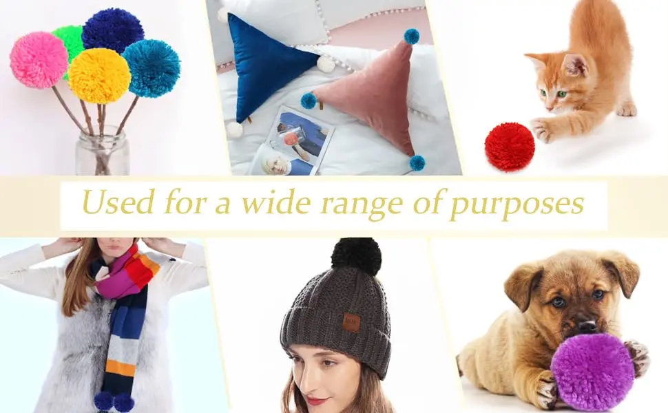 XFYUZR Large Yarn Pom Poms 2 Inch | Handmade Fluffy Craft Balls for DIY Decorations - view 5