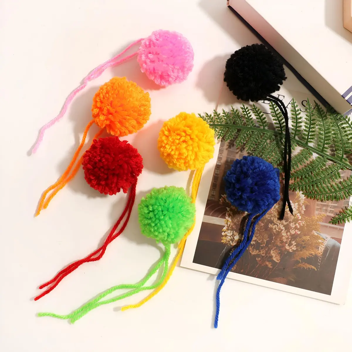 XFYUZR Large Yarn Pom Poms 2 Inch | Handmade Fluffy Craft Balls for DIY Decorations - view 2