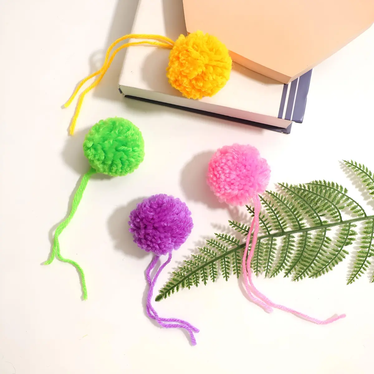 XFYUZR Large Yarn Pom Poms 2 Inch | Handmade Fluffy Craft Balls for DIY Decorations - view 3