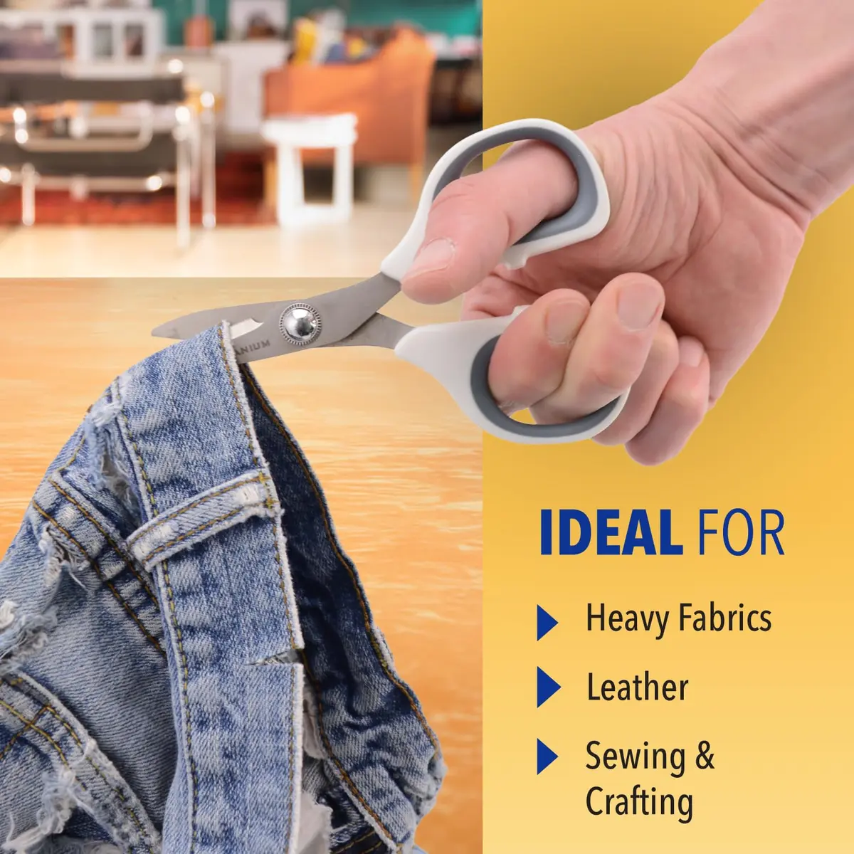 Westcott 5.5" Rag Snips, Crafting, Quilting & Sewing Scissors for Fabric Cutting with Titanium-Bonded Blades | Serrated Edge, Ambidextrous Handle - view 4