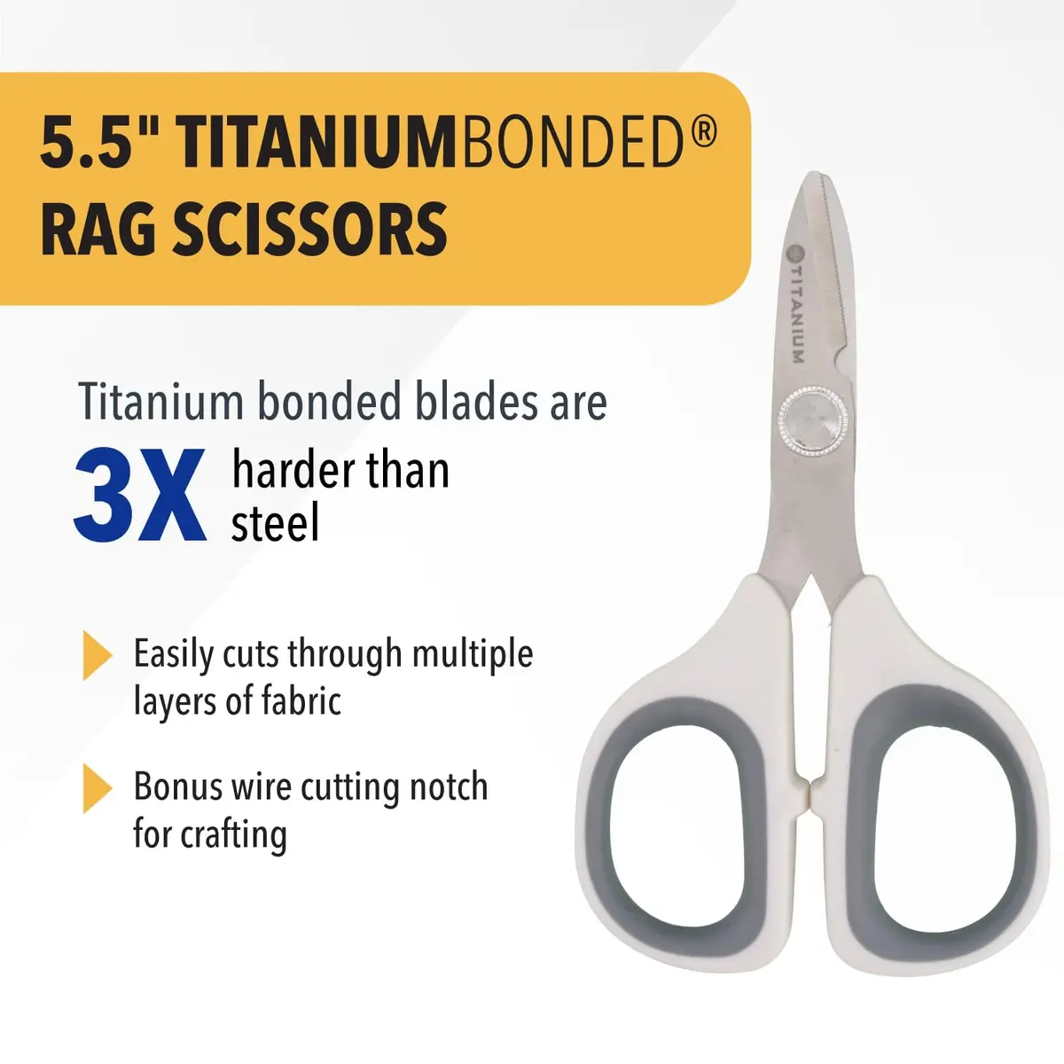 Westcott 5.5" Rag Snips, Crafting, Quilting & Sewing Scissors for Fabric Cutting with Titanium-Bonded Blades | Serrated Edge, Ambidextrous Handle - view 2