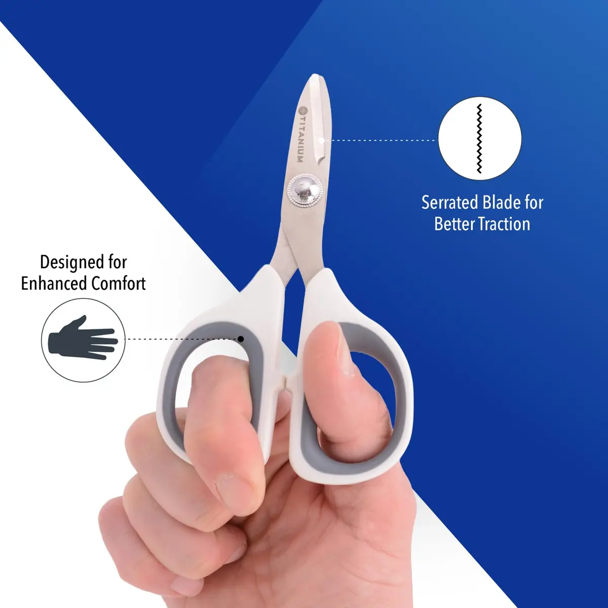 Westcott 5.5" Rag Snips, Crafting, Quilting & Sewing Scissors for Fabric Cutting with Titanium-Bonded Blades | Serrated Edge, Ambidextrous Handle - view 3