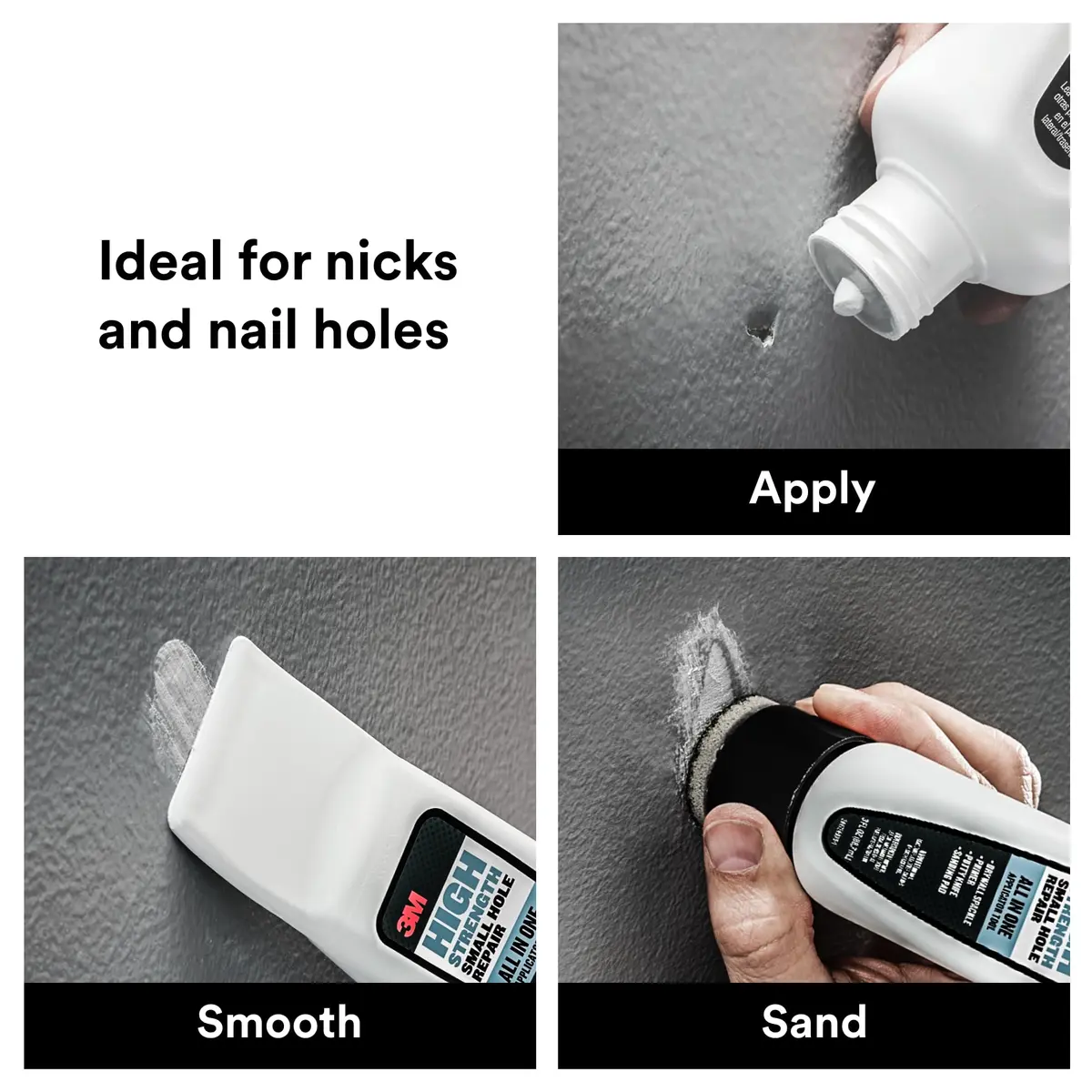 3M High Strength Small Hole Repair, All-in-One Applicator Tool | Fast Wall Fixes with Primer-Enhanced Spackle (3 Fl Oz) - view 3