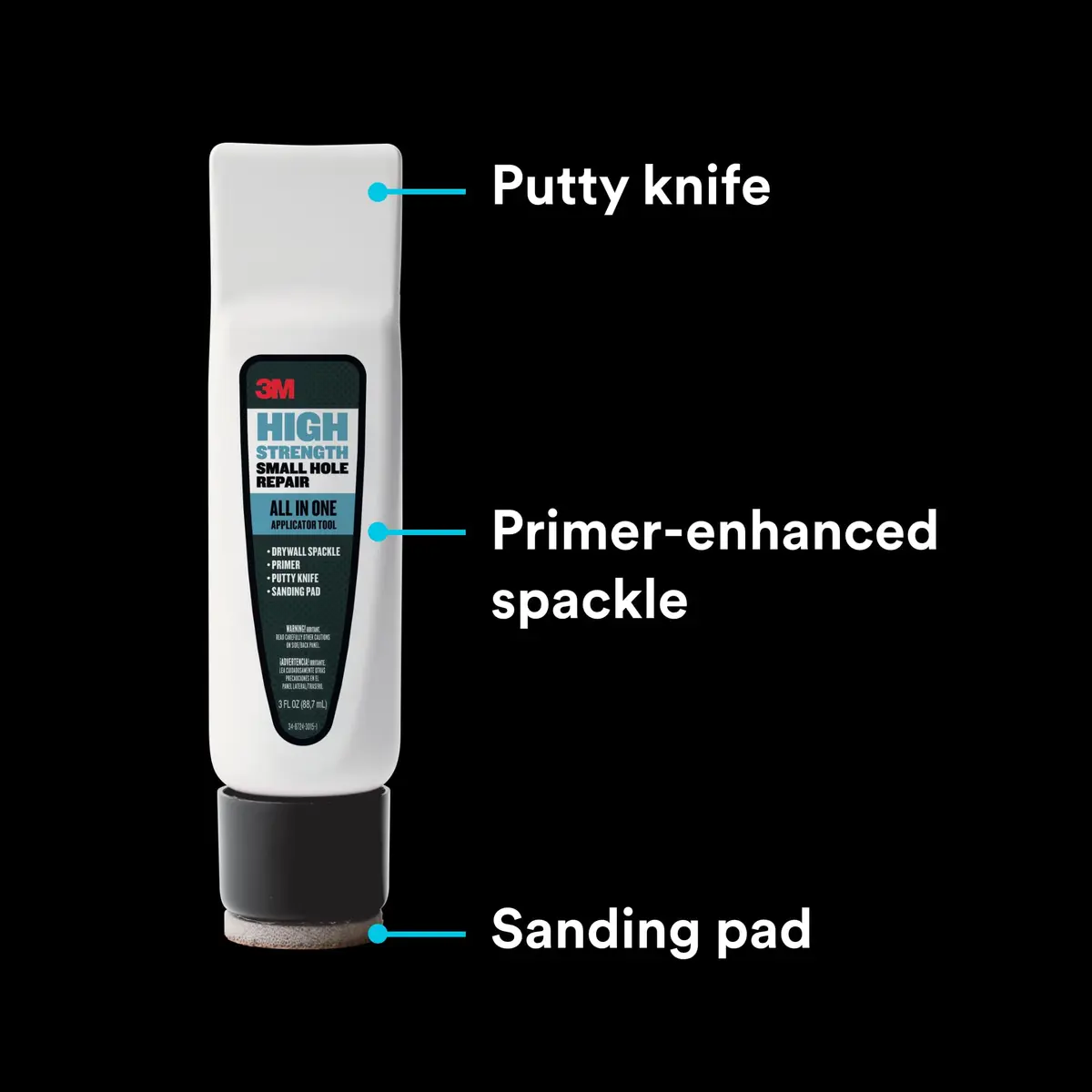 3M High Strength Small Hole Repair, All-in-One Applicator Tool | Fast Wall Fixes with Primer-Enhanced Spackle (3 Fl Oz) - view 4