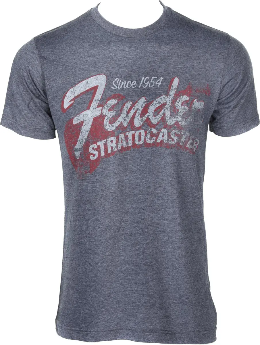 Fender Since 1954 Stratocaster T-Shirt, Blue Smoke, M | Classic Fit, Distressed Look, 65/35 Polyester/Cotton - main product image