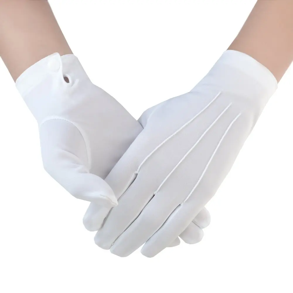 JISEN Men Police Tuxedo Honor Guard Parade with Snap White Nylon Cotton Gloves 26cm | Breathable, Durable & Perfect for Festive Occasions - main product image