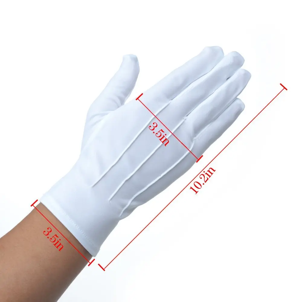 JISEN Men Police Tuxedo Honor Guard Parade with Snap White Nylon Cotton Gloves 26cm | Breathable, Durable & Perfect for Festive Occasions - view 5
