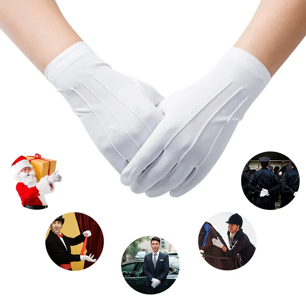 JISEN Men Police Tuxedo Honor Guard Parade with Snap White Nylon Cotton Gloves 26cm | Breathable, Durable & Perfect for Festive Occasions - view 7