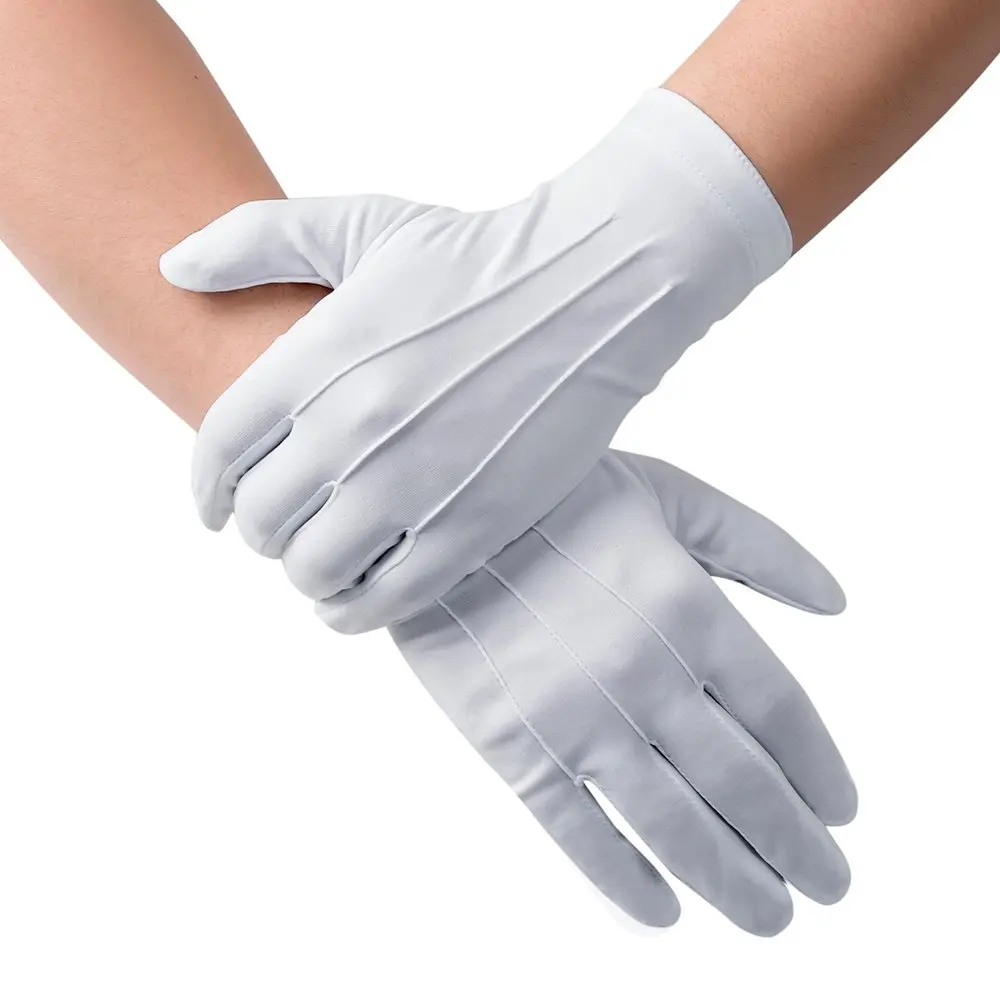 JISEN Men Police Tuxedo Honor Guard Parade with Snap White Nylon Cotton Gloves 26cm | Breathable, Durable & Perfect for Festive Occasions - view 3