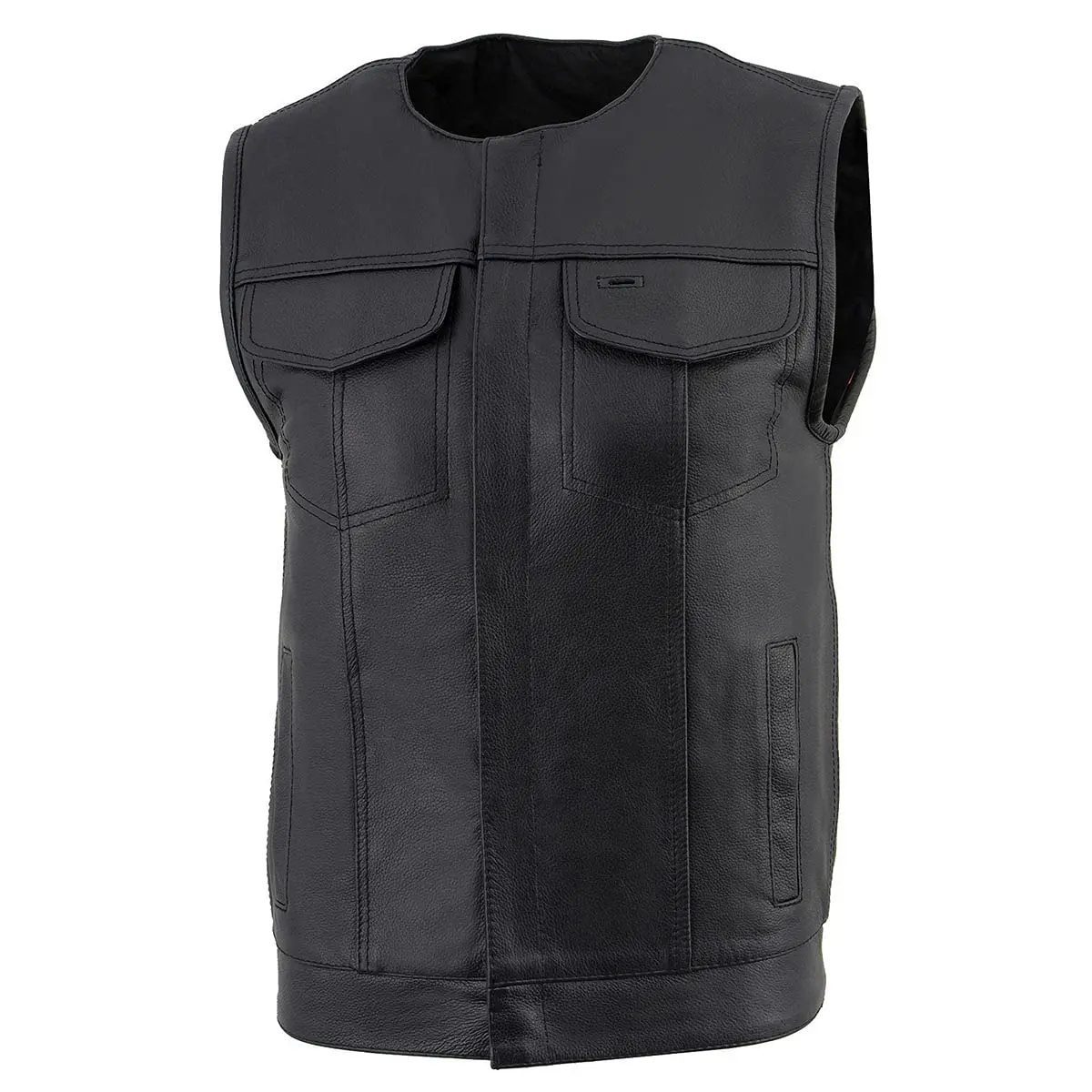 Milwaukee Leather LKM3711 Men's Black Leather Collarless Motorcycle Vest | Dual Front Closure, Conceal & Carry, X-Large - view 8