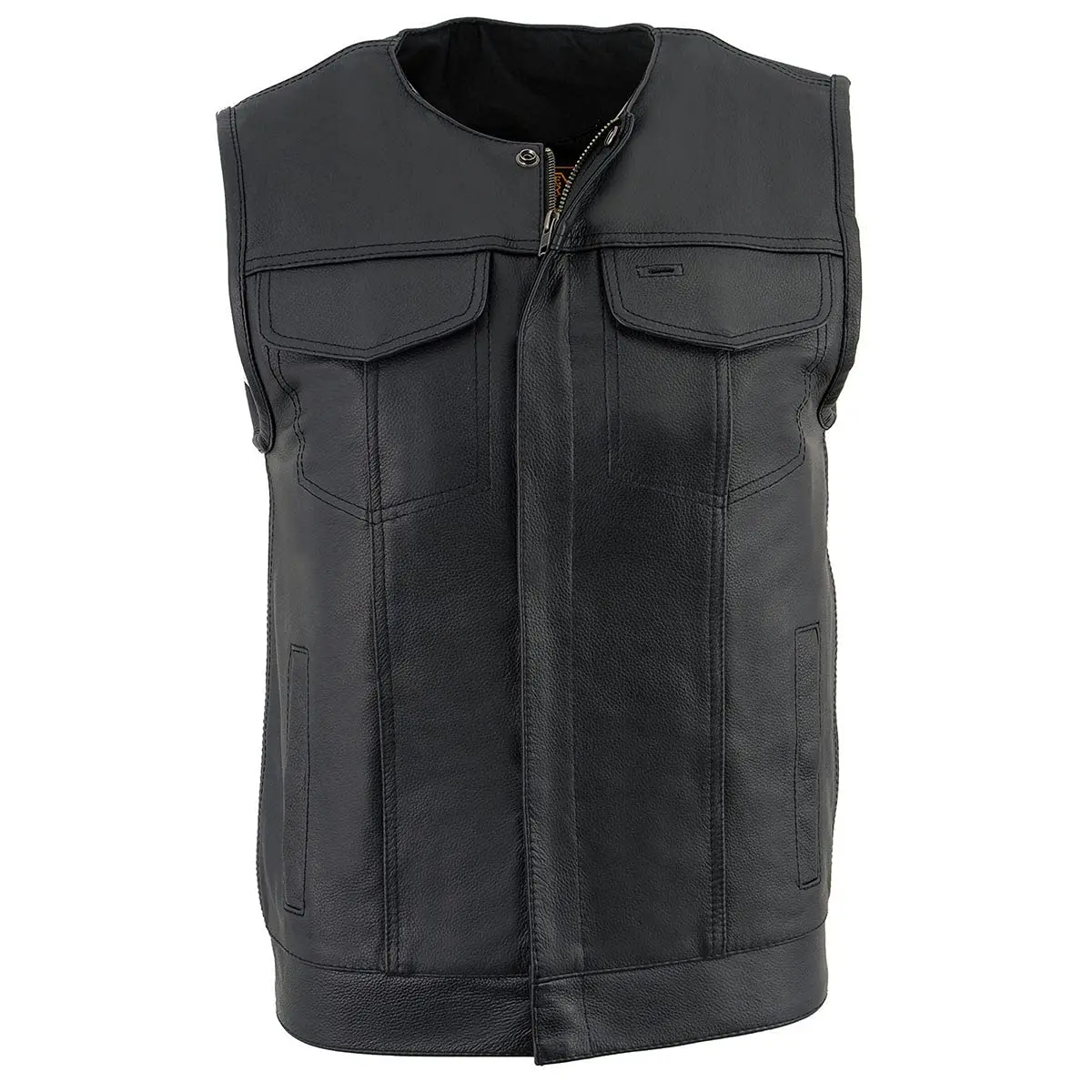 Milwaukee Leather LKM3711 Men's Black Leather Collarless Motorcycle Vest | Dual Front Closure, Conceal & Carry, X-Large - view 9