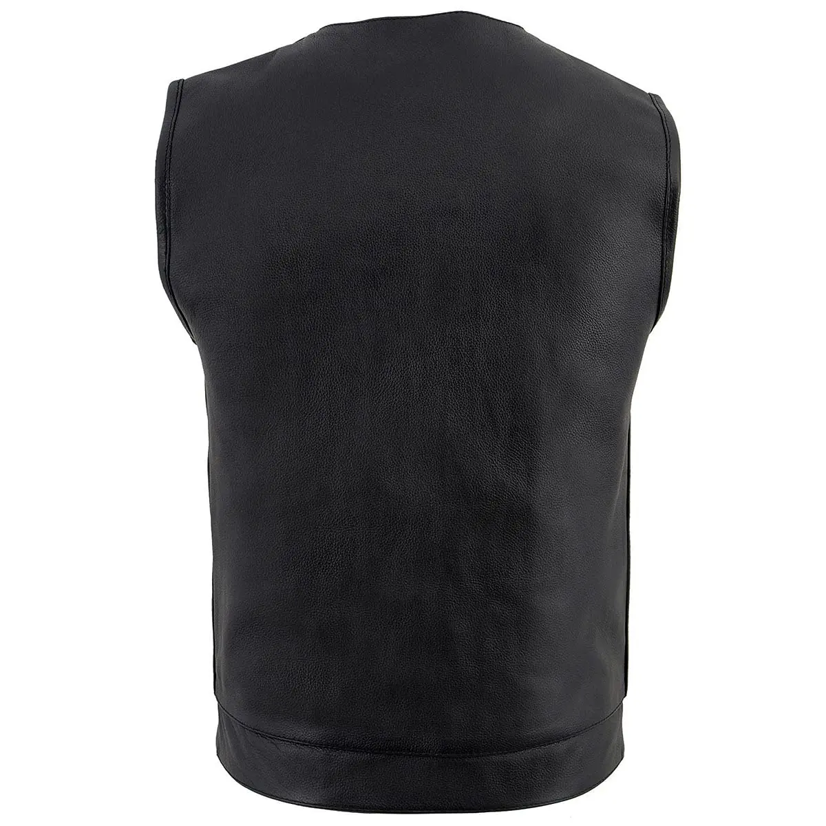 Milwaukee Leather LKM3711 Men's Black Leather Collarless Motorcycle Vest | Dual Front Closure, Conceal & Carry, X-Large - view 2