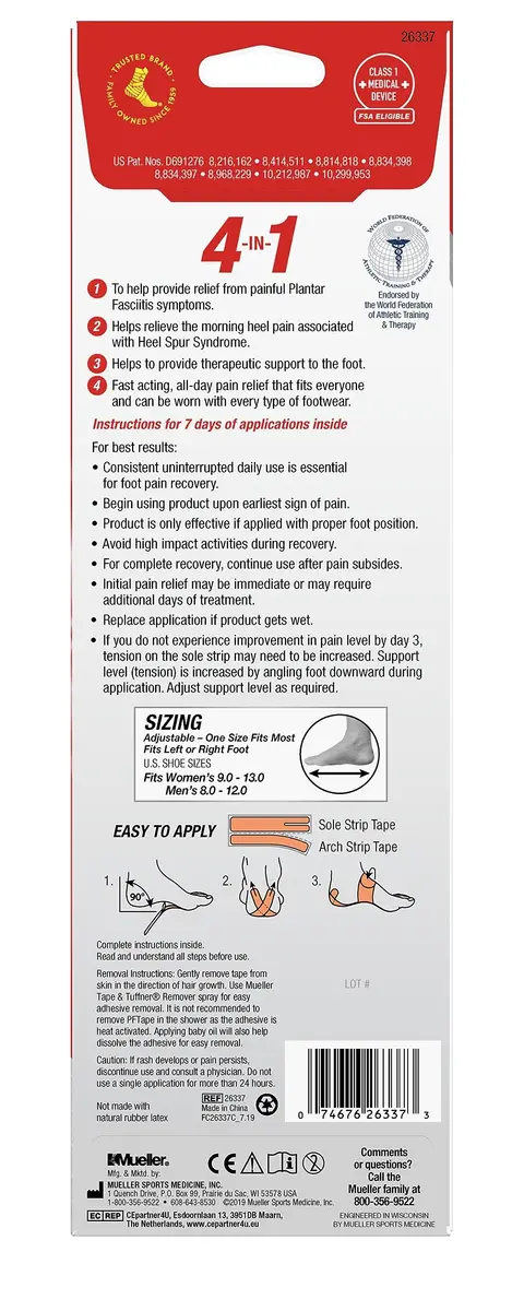 MUELLER PFTape Plantar Fasciitis Pain Relief Therapeutic Tape | Water-Resistant, Disposable, Breathable Support (70-120 chars) - view 2