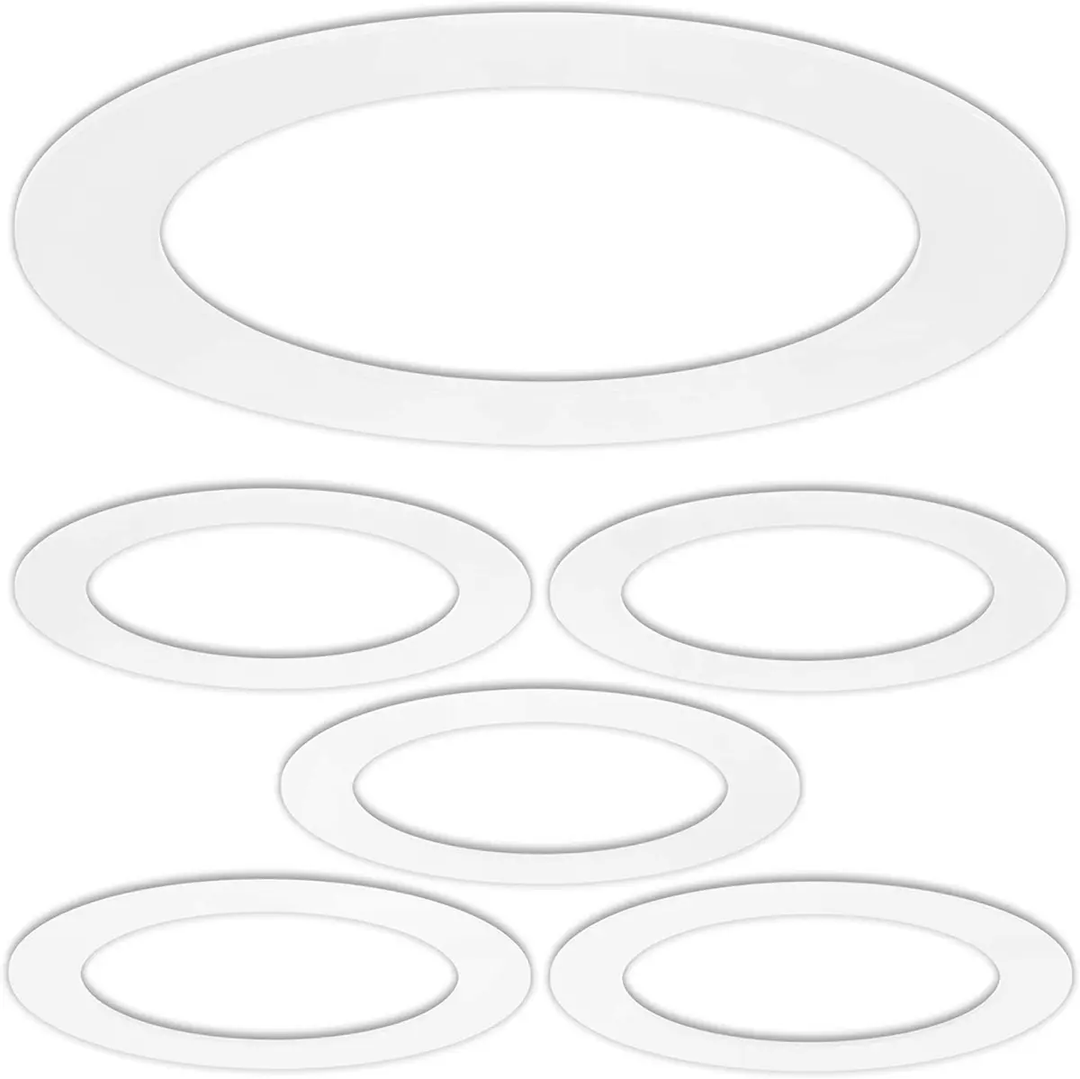 HARRRRD Gloss White 5 Pack Goof Trim Ring for 6" Inch Recessed Can Lighting | Outer Diameter 8 Inches - main product image