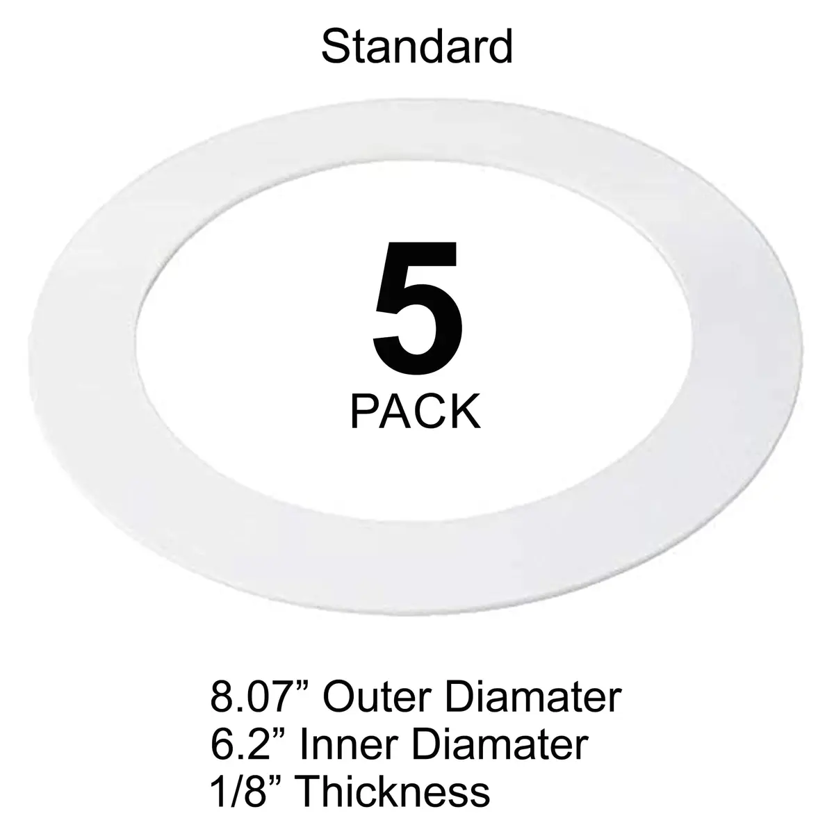 HARRRRD Gloss White 5 Pack Goof Trim Ring for 6" Inch Recessed Can Lighting | Outer Diameter 8 Inches - view 2