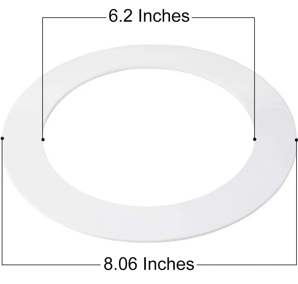 HARRRRD Gloss White 5 Pack Goof Trim Ring for 6" Inch Recessed Can Lighting | Outer Diameter 8 Inches - view 3