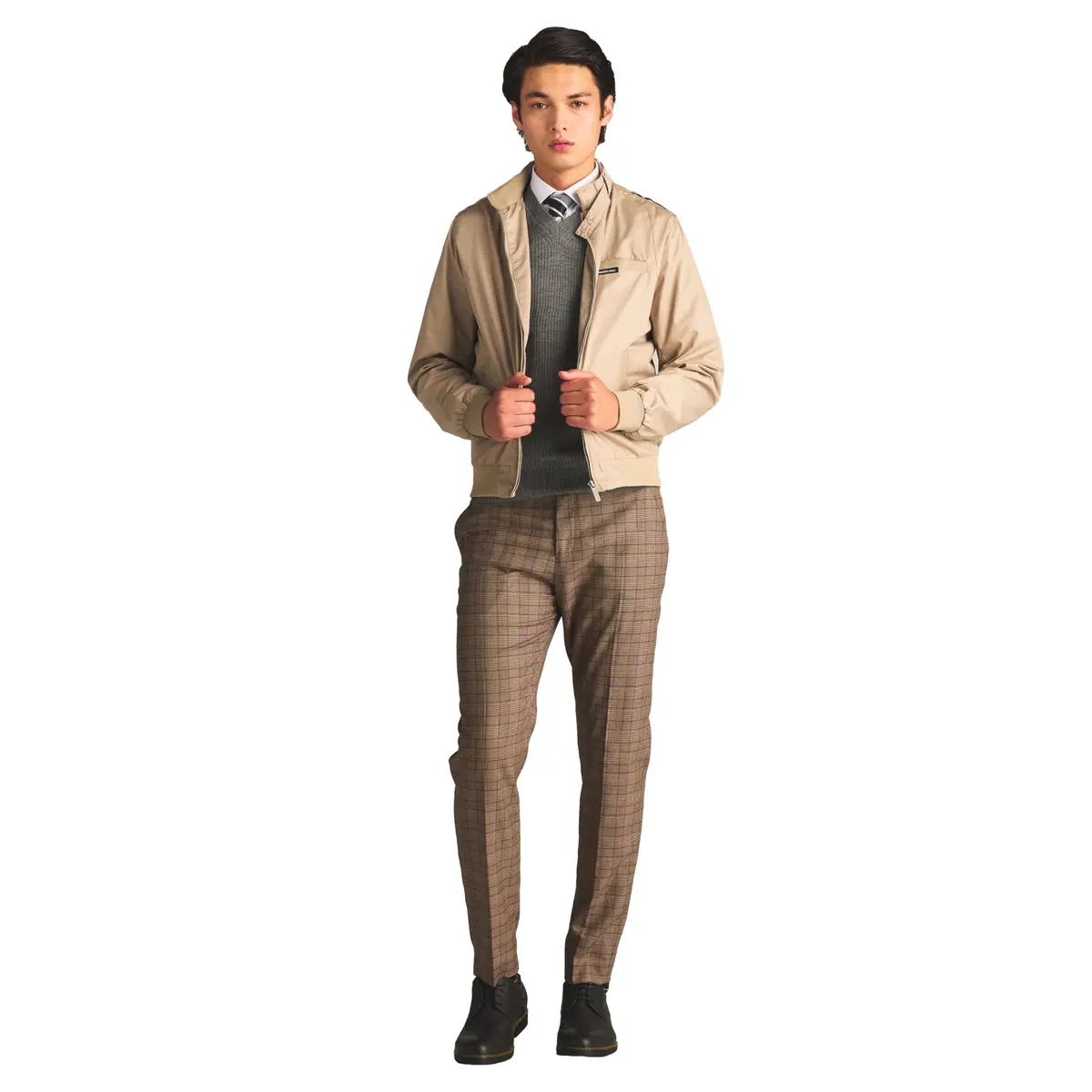 Members Only Classic Iconic Racer Jacket Khaki Large | Water-Resistant Slim Fit - view 2