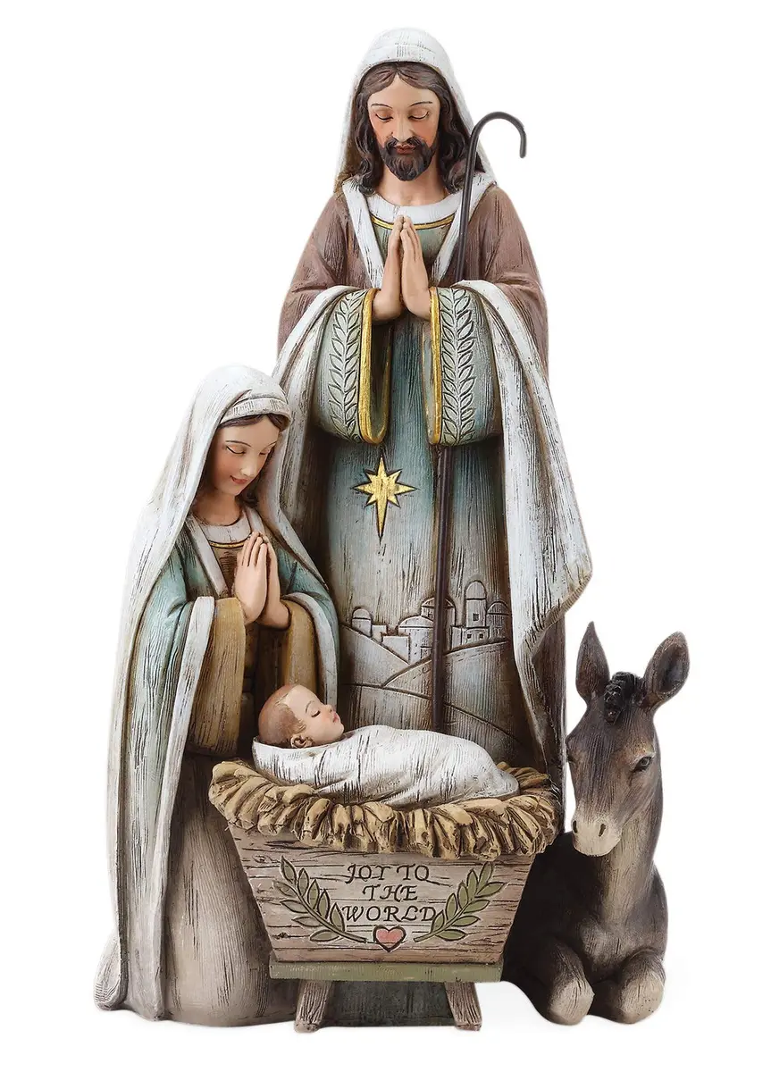 Joseph's Studio Holy Family Figure with Donkey 10.5" | Religious Christmas Decor for Nativity Scene - main product image
